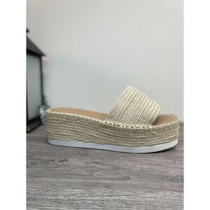 Wild Pair Women's Shermer Slide Espadrille Platform Wedge Sandals - Natural 9.5M